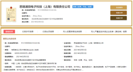 注冊(cè)資本6億元，科創(chuàng)板芯片設(shè)計(jì)企業(yè)思瑞浦成立新公司涉足計(jì)算機(jī)軟硬件及輔助設(shè)備零售