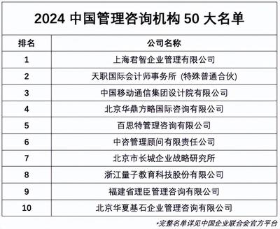 2024中國管理咨詢機(jī)構(gòu)50大排行發(fā)布 君智戰(zhàn)略咨詢榮登榜首，開啟行業(yè)新紀(jì)元